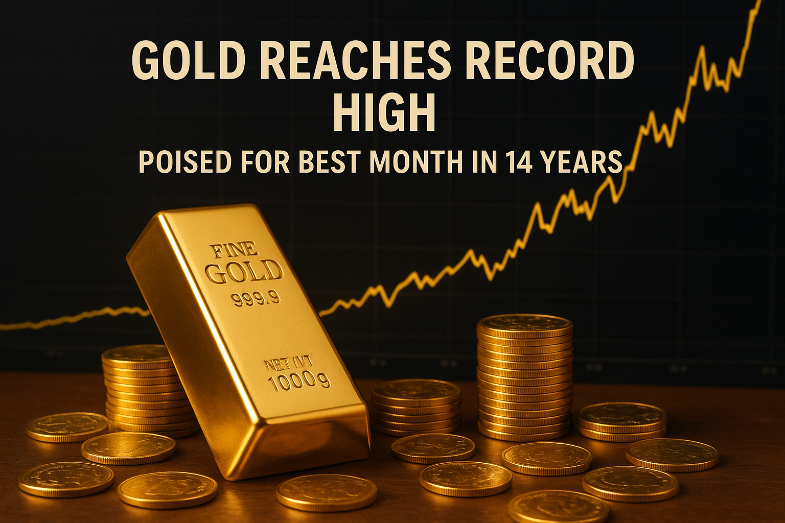 Gold Hits Record High, Set for Best Monthly Surge in 14 Years